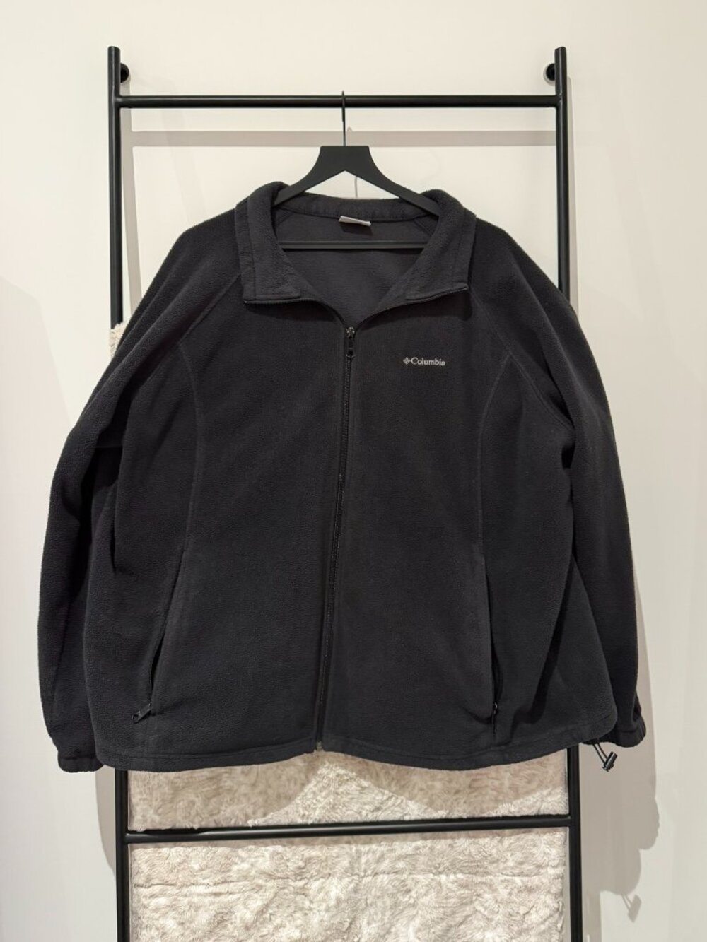 COLUMBIA Women's Dark Grey/Black Fleece Zip Up - Size 3X